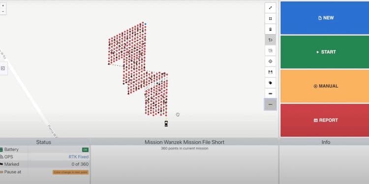 CivPlan software displaying missions with over 360 coordinates with GPS land survey equipment.